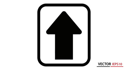 Naklejka premium Black upward pointing arrow inside a rounded rectangular frame icon.