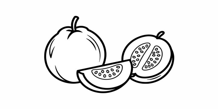 Isolated vector illustration of a Guaba with drops and a sweet pear as healthy vegetarian food art