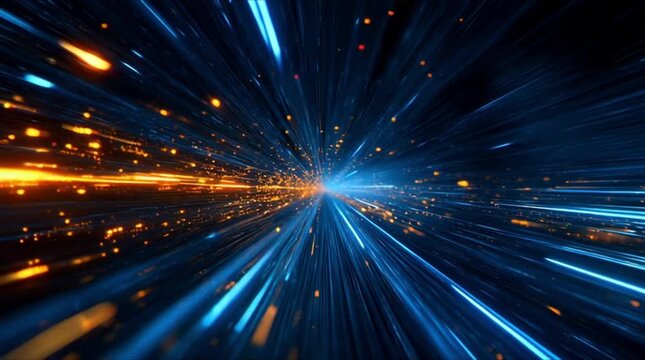 Futuristic high-speed data stream and light transmission tunnel in cyberspace (AI Generated)