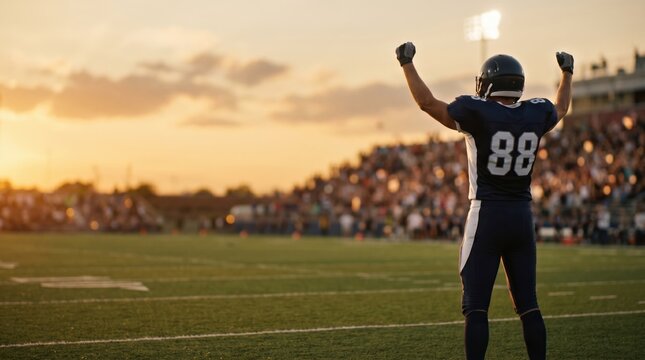 High school football underdog championship victory celebration at sunset