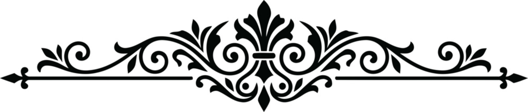 Sharp Symmetrical Floral Scroll Divider Design for Page Header Decoration