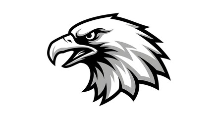 Fototapeta premium Eagle head illustration in black and white.