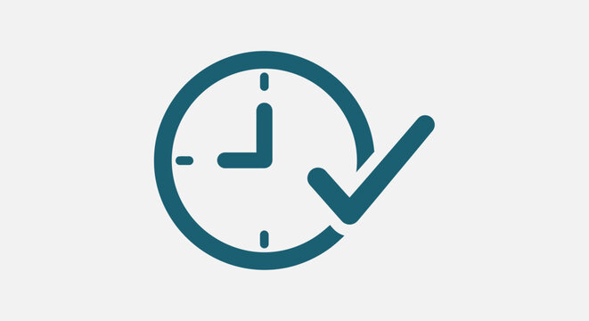 A simple clock icon with a check mark symbol representing timely task completion