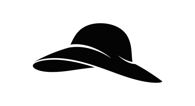 Elegant black hat silhouette on white background showcasing classic fashion design