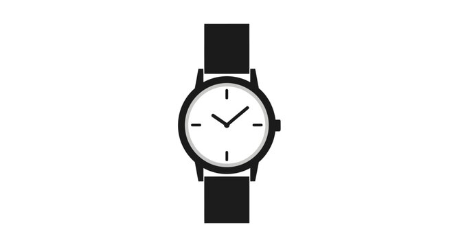Minimalist wristwatch illustration on white background, showcasing timekeeping and design elegance