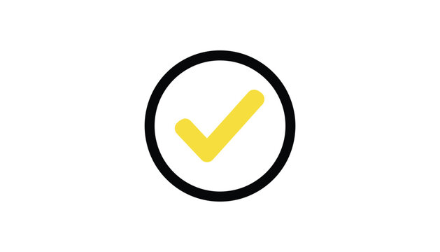 Yellow check mark inside black circle tick correct