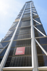 Fototapeta premium exterior of One Bloor West, The One, supertall skyscraper, under construction, developed by Sam Mizrahi, designed by Foster and Partners, Toronto