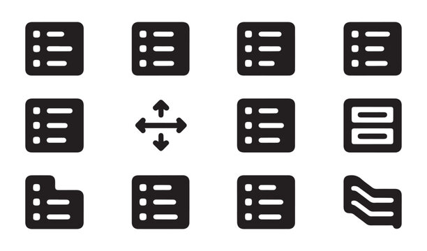 Set of modern interface icons for navigation menus list applications and digital user experience.
