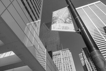 Fototapeta premium black and white skyward view near King and Bay, Financial District, Toronto