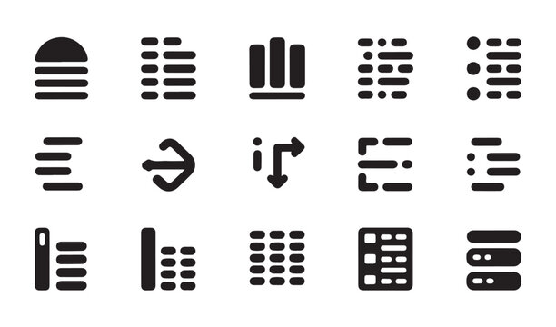 Comprehensive ui icon pack for mobile and web applications featuring list layout design variations.