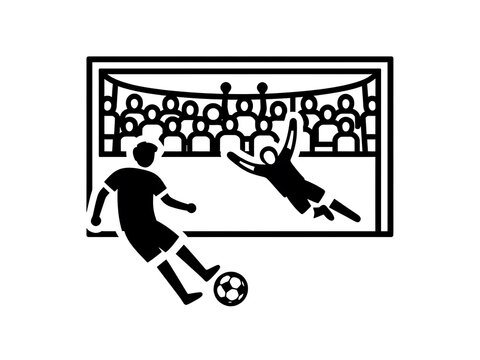Premium Football Stadium Action Vector Icon &ndash; Striker vs Goalkeeper Scene