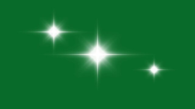Magic 2D cartoon, flat, vector, doodles star, magic sparkles and twinkle stars, fairy dust shimmer line on green screen background. shiny motion graphics glowing stars fairy. 4k animation