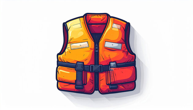 Bright orange and yellow life vest with black straps and buckles safety vest buoyancy aid