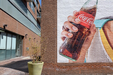 Naklejka premium Coca-Cola mural advertising at Distillery District, Toronto