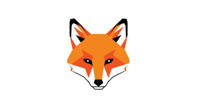 Geometric fox head logo design, modern and minimalist art style on a clean white background
