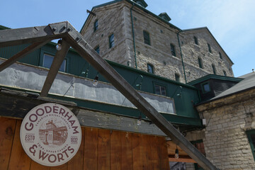 Naklejka premium buildings in the Distillery District, a Victorian era distillery, now a curated pedestrian enclave of touristy things, Toronto