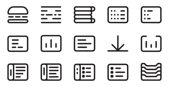 Modern sidebar navigation and data layout icons for enterprise software and admin panel dashboard ui.