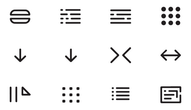 Versatile icon set featuring line art navigation elements for web and mobile software development kit.