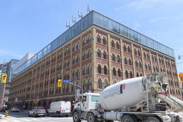 Naklejka premium view of Christie, Brown & Co. Biscuit Factory, now part of George Brown College’s St. James Campus, 200 King St E, Toronto