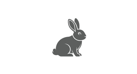 Fototapeta premium Minimalist Silhouette of a Rabbit Against a Plain White Background: Graphic Design Element