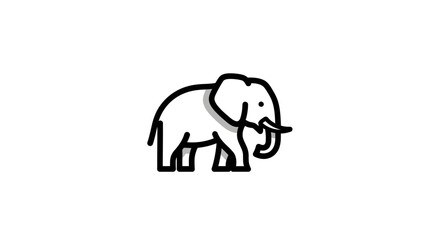 Fototapeta premium Minimalistic Elephant Illustration in Black and White Design on a Clean White Backdrop