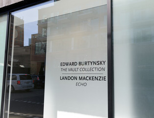 Naklejka premium window display and exhibition title at Nicholas Metivier Gallery, located at 190 Richmond Street East, Toronto