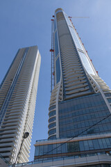 Naklejka premium (left) The Prestige and (right) detail of SkyTower at Pinnacle One Yonge designed by Hariri Pontarini Architects, Toronto