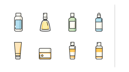 Skincare Essentials: An array of cosmetic products is presented, highlighting the essentials for a comprehensive skincare routine. Each item stands alone © hafs121