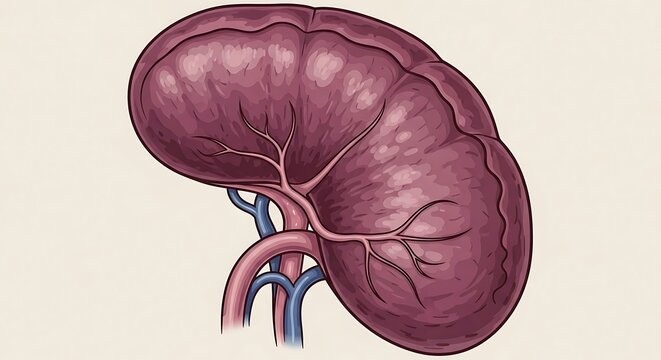 Human Kidney Organ Anatomy Illustration.