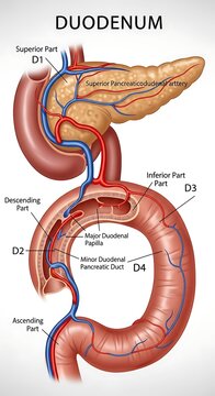 Anatomy of the human duodenum intestine.