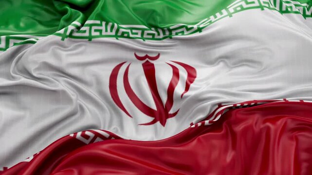 Iran flag waving Seamless three color flag 3d animation slow motion Looping