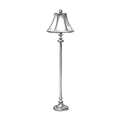 Obraz premium vintage floor lamp vector line art hand drawn illustration