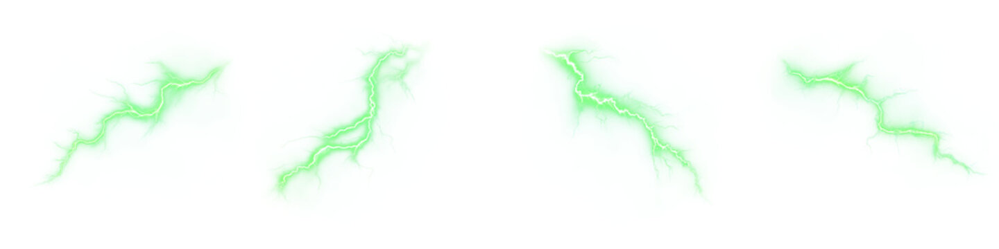 Green lightning transparent png overlay with electric energy bolt illustration