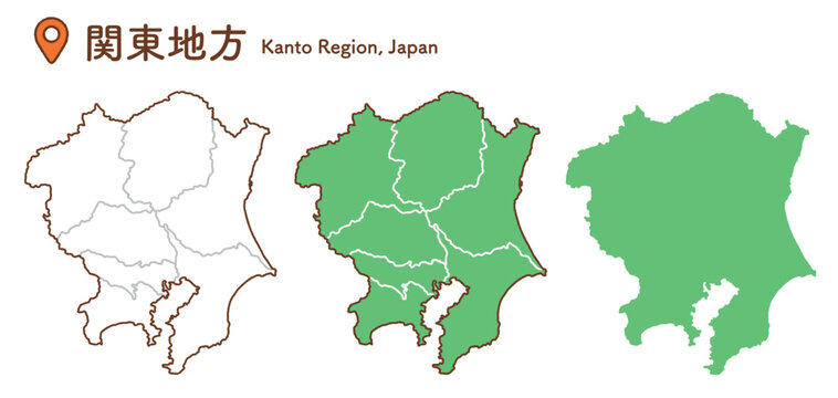 関東地方の地図イラストセット｜日本地図・都道府県・教材