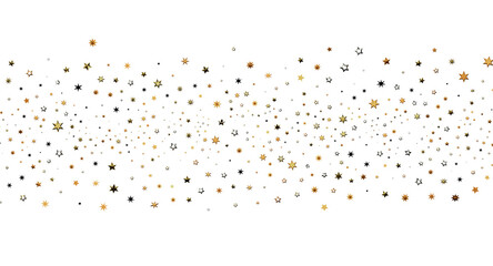Golden star confetti falling on a white background. Perfect for holiday greetings, Christmas, New Year, birthday cards a © vegefox.com