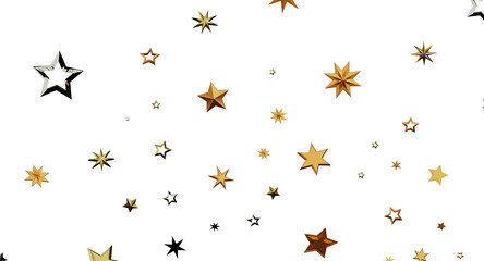 Naklejka premium Abstract background of golden stars on white, perfect for festive designs, birthday parties, and Christmas projects. Spa