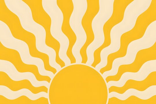 Wavy sunburst pattern with distorted yellow and cream rays in a groovy retro aesthetic