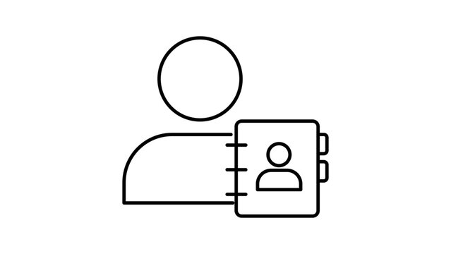 Minimalist CRM Contact Management Vector Icon Illustration Featuring a User Profile and Address Book with Editable Stroke, Perfect for Business Apps, Web Design, and Personal Organization.