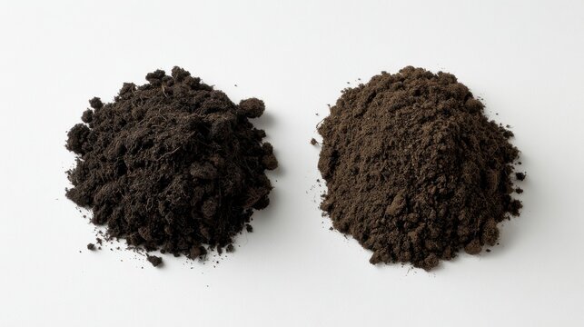 Close-Up View of Two Distinct Piles of Black Pepper on a Light Background Showcasing Textural Details