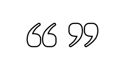 Fototapeta premium Minimalist black line vector icon of open and closed quotation marks for testimonials and quotes. This scalable illustration features an editable stroke for customizable line weight and style.