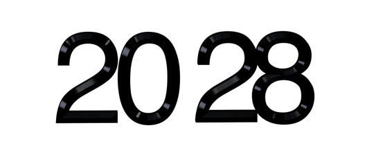 Year 2028 in a striking black font, isolated on white. Perfect for calendars and announce © vegefox.com