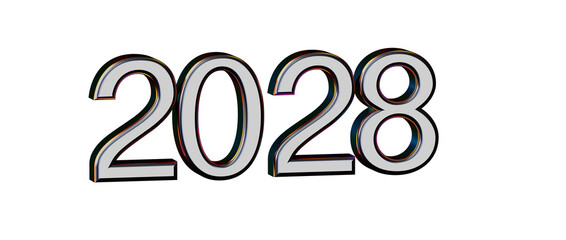 Bright 3D rendered 2028 text isolated, perfect for new year greetings, events or futurist © vegefox.com