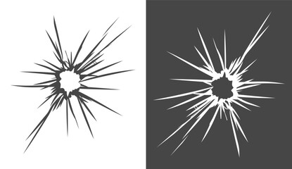 Obraz premium Glass crack damage broken window icon on transparent background