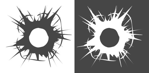 Hole damage bullet shot impact icon on transparent background © Olha