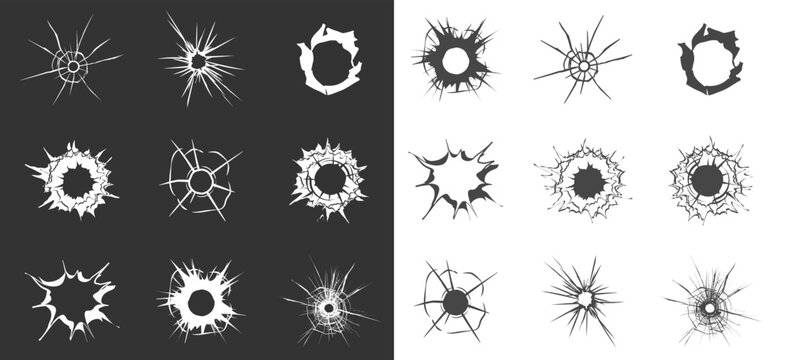 Bullet icon symbol hole damage crack impact burst shatter break