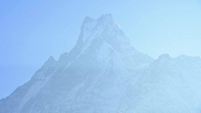 Mt.Machapuchare or Mt.fish tail (6,993 m) the holy mountain in Annapurna region in Nepal. This mountain situated in the Annapurna massif, Its highest peak has never been officially climbed.