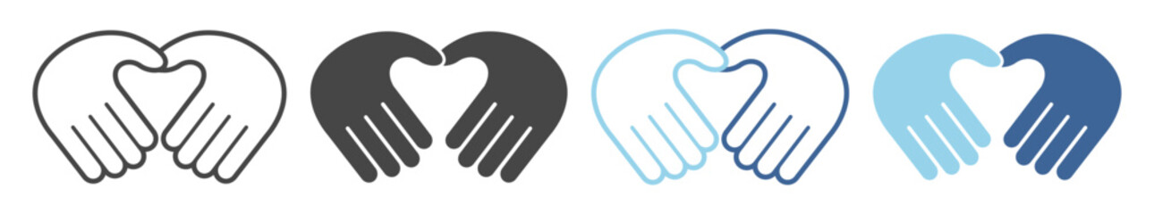 Obraz premium Hands forming heart symbol of love and care icon on transparent background
