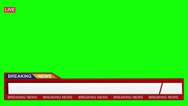 Live breaking news. template on green screen and seamless looping.
