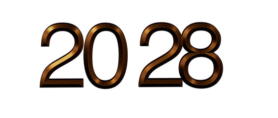 2028 metallic numbers on white background, ideal for New Year greetings, future concepts and celebra © vegefox.com