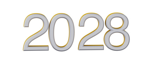 2028 year in numerals with white background, ideal for greetings, invitations and new year concepts. © vegefox.com